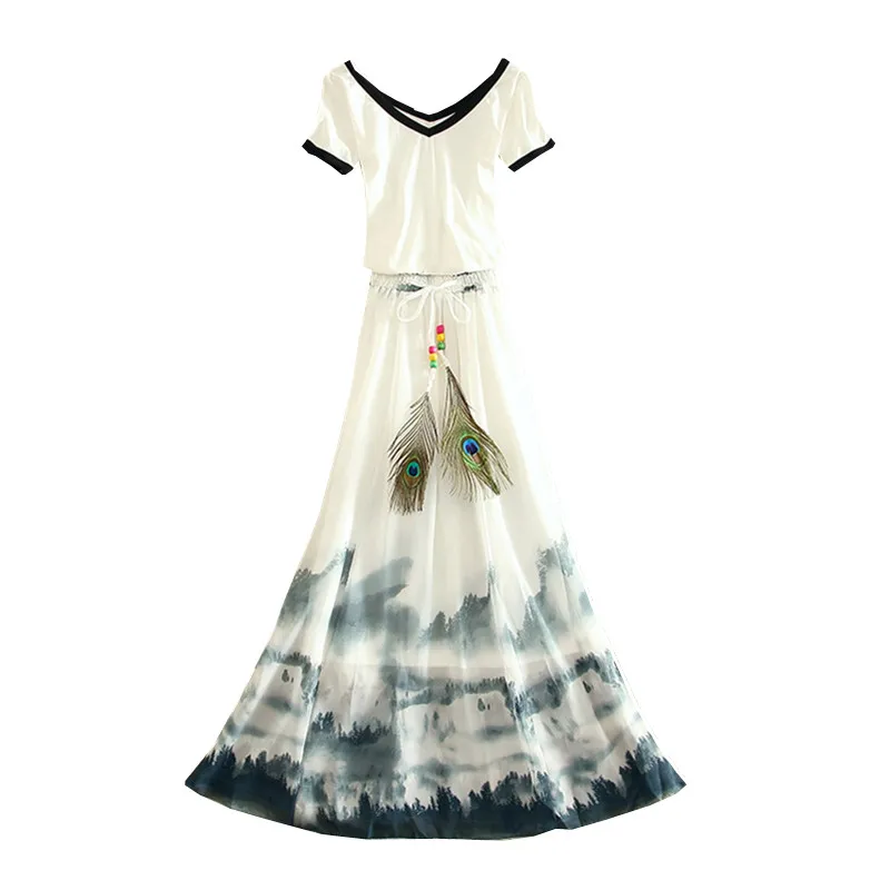 elegant women dress suits chiffon t-shirts + high waist A-line ruffles skirts office lady skirts suits top quality
elegant women dress suits chiffon t-shirts + high waist A-line ruffles skirts office lady skirts suits top quality