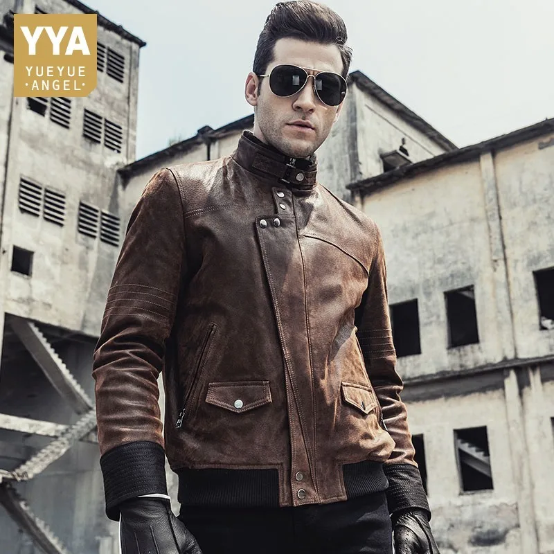 Motorcycle Autumn Winter Mens Genuine Leather Jackets Fashion Stand Collar Pigskin Slim Fit Male Outerwear Coats Plus Size 5XL
Motorcycle Autumn Winter Mens Genuine Leather Jackets Fashion Stand Collar Pigskin Slim Fit Male Outerwear Coats Plus Size 5XL