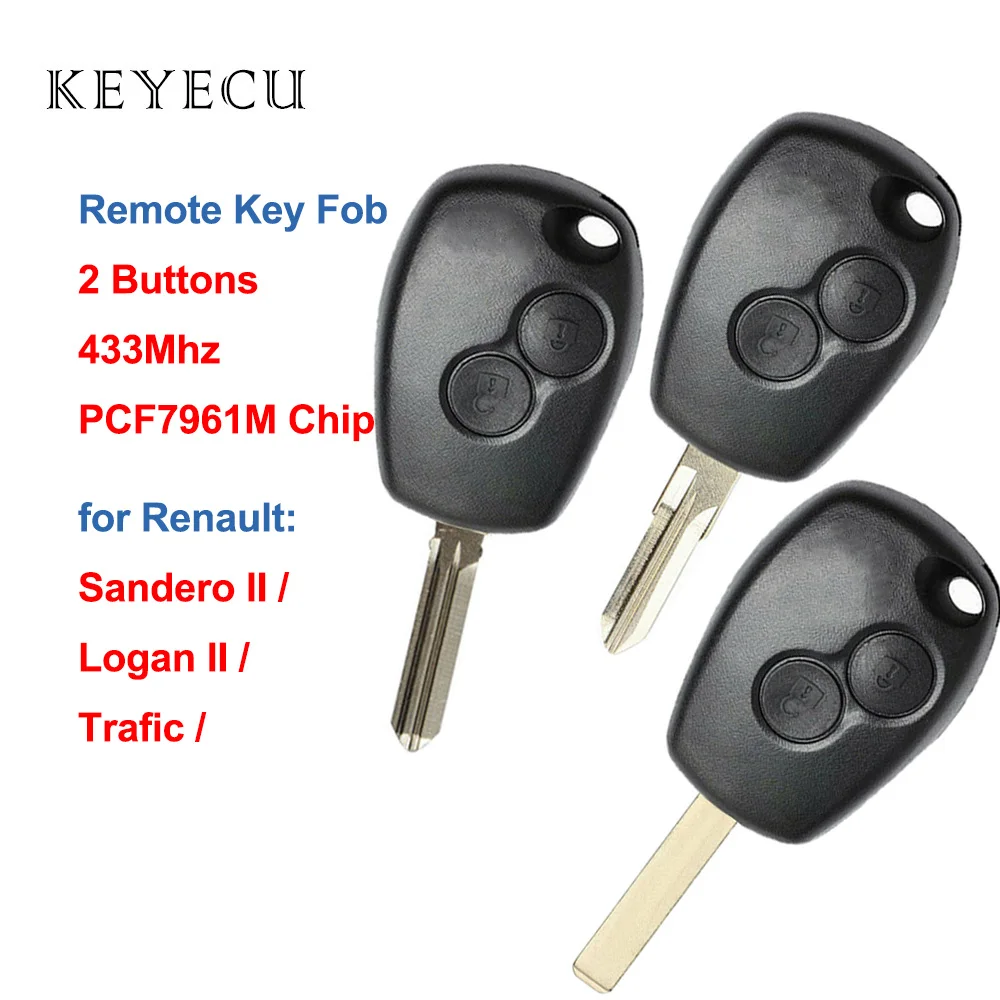 Keyecu 2 Buttons 433MHz PCF7961M Chip Remote Car Key Fob for Renault Trafic Vauxhall Vivaro Logan II Sandero II
Keyecu 2 Buttons 433MHz PCF7961M Chip Remote Car Key Fob for Renault Trafic Vauxhall Vivaro Logan II Sandero II
