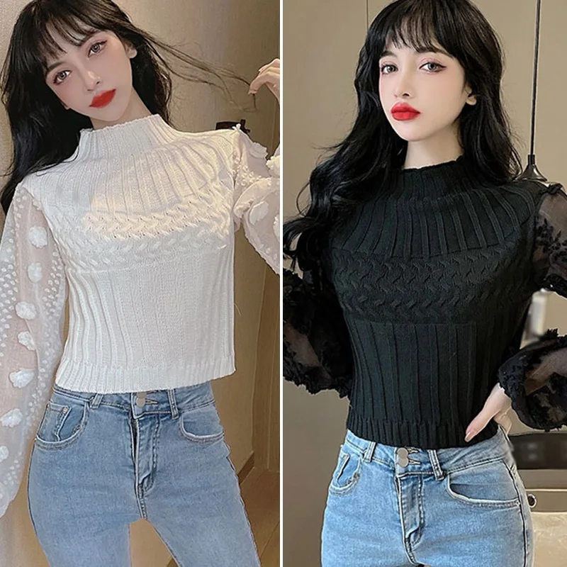 Sexy Round Neck Lace Hollow Knit Sweater Autumn Winter Long Sleeve Pullover Tops Elegant Women White Jumper Pull Femme New
Sexy Round Neck Lace Hollow Knit Sweater Autumn Winter Long Sleeve Pullover Tops Elegant Women White Jumper Pull Femme New