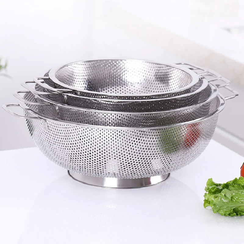 Stainless Steel Drain Basket Colander Fruit Rice Vegetable Washing Basket Strainer Drainer with Handle Kitchen Storage Tools
Stainless Steel Drain Basket Colander Fruit Rice Vegetable Washing Basket Strainer Drainer with Handle Kitchen Storage Tools