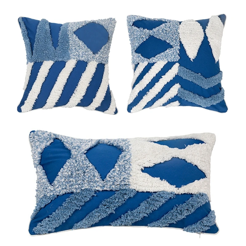 Nordic Geometric Tufted Throw Pillow Case Boho Woven Blue White Striped Diamond Pattern Sofa Decorative Cushion Cover
Nordic Geometric Tufted Throw Pillow Case Boho Woven Blue White Striped Diamond Pattern Sofa Decorative Cushion Cover
