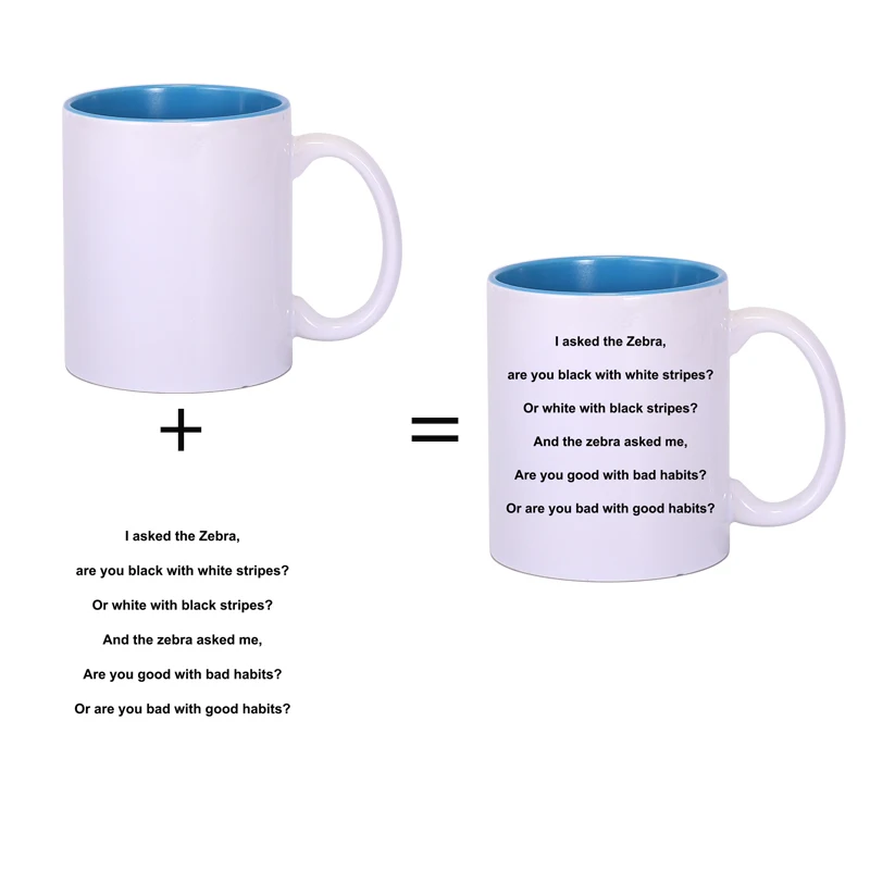 Light Blue Inner Color Mug Personalised Customize Photo Logo Text Coffee Tea Water Cup 
Light Blue Inner Color Mug Personalised Customize Photo Logo Text Coffee Tea Water Cup