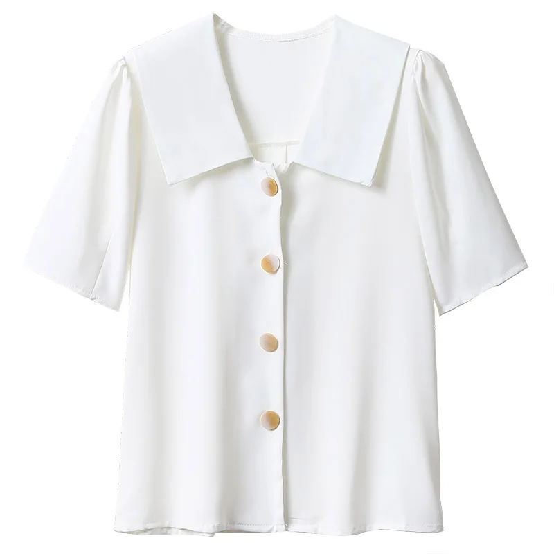 Summer Ladies Lapel Doll Collar Vintage Short Sleeve Chiffon Shirts for Women S M L XL
Summer Ladies Lapel Doll Collar Vintage Short Sleeve Chiffon Shirts for Women S M L XL