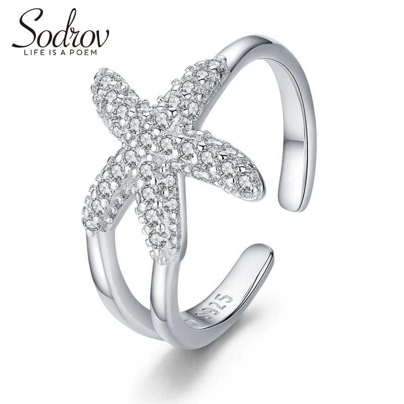 

Sodrov 925 Sterling Silver Ring For Women Cute Star Silver Ring 925 Jewelry Open Ring Adjustable