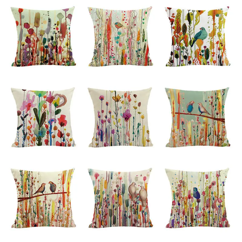 Throw Pillow Covers Painting Style Linen Pillowcase Bird And Flower Printed Cushion Covers Cojines Decorativos Para Sofá 45*45cm
Throw Pillow Covers Painting Style Linen Pillowcase Bird And Flower Printed Cushion Covers Cojines Decorativos Para Sofá 45*45cm
