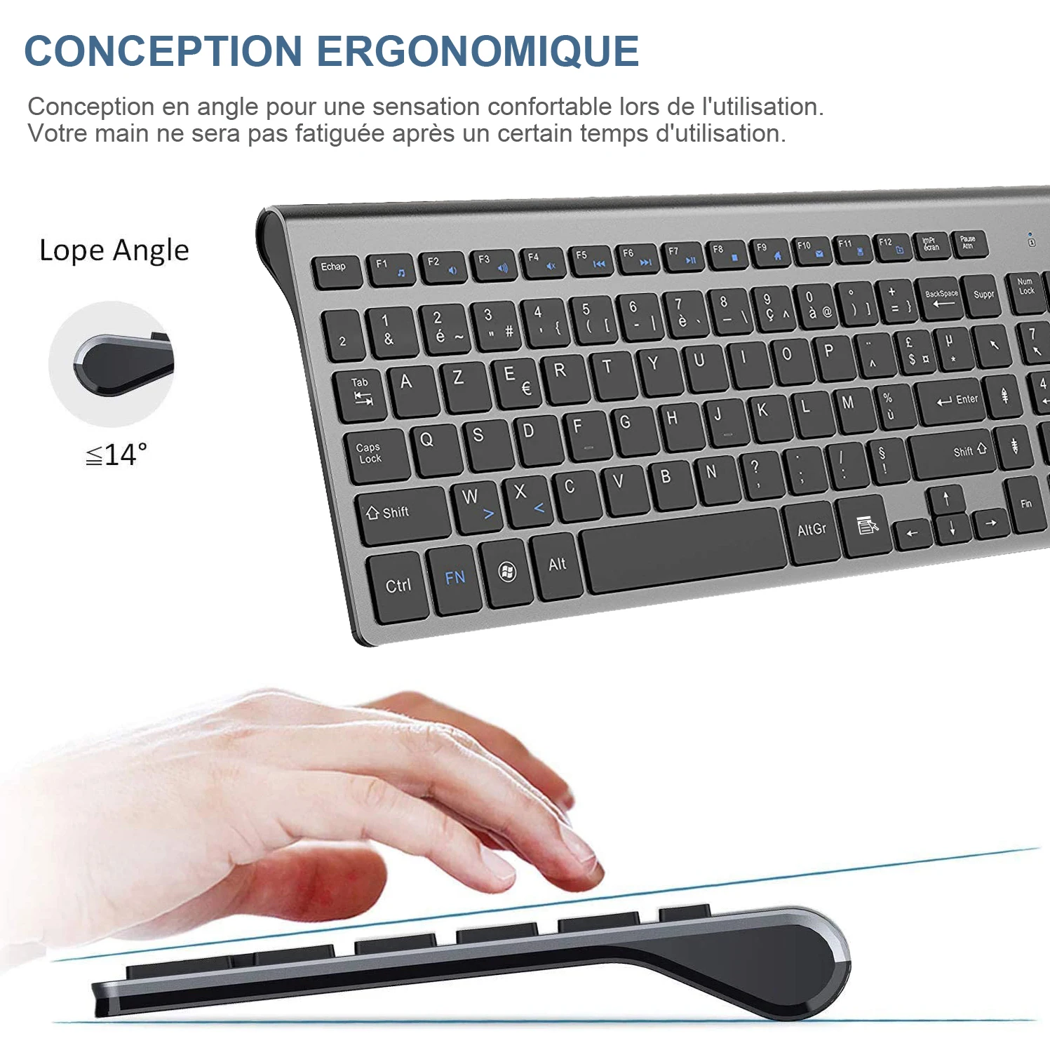 Французская Беспроводная AZERTY раскладная клавиатура ультратонкая 2 4G бесшумная