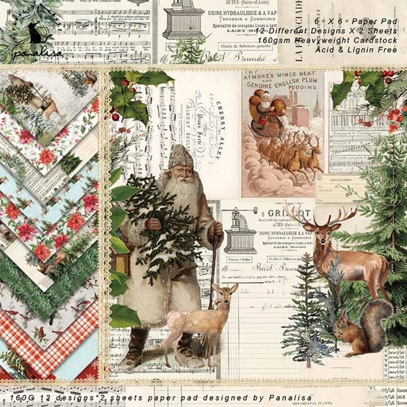 24 Sheets 6"x6" Vintage Christmas Paper Scrapbooking Patterned Paper Handmade Background Pad Card Journal Album Decor
24 Sheets 6"x6" Vintage Christmas Paper Scrapbooking Patterned Paper Handmade Background Pad Card Journal Album Decor