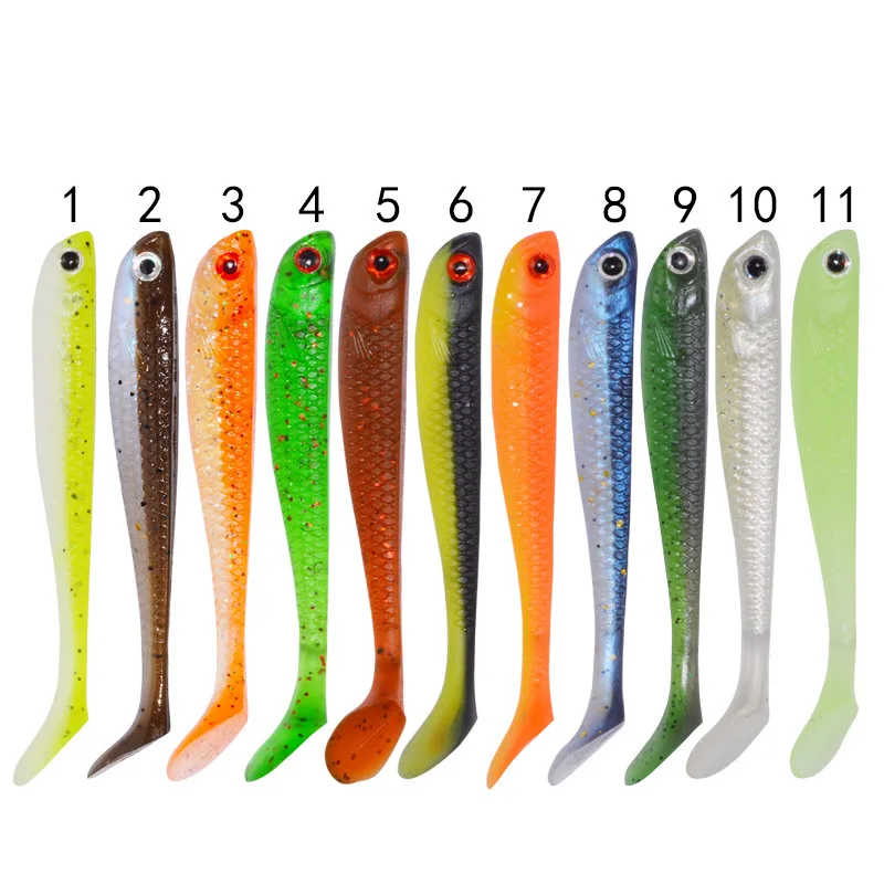 10cs/партия мягкие Lures70mm T хвост дергающаяся Рыбная ловля приманки-Воблеры снасти