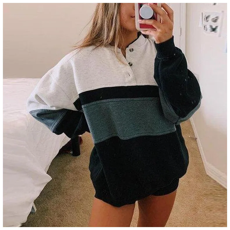 Spring Autumn Women Elegant Patchwork Fleece Hoodies Sweatshirt Lady Loose Long Sleeve Button Pullover Top
Spring Autumn Women Elegant Patchwork Fleece Hoodies Sweatshirt Lady Loose Long Sleeve Button Pullover Top