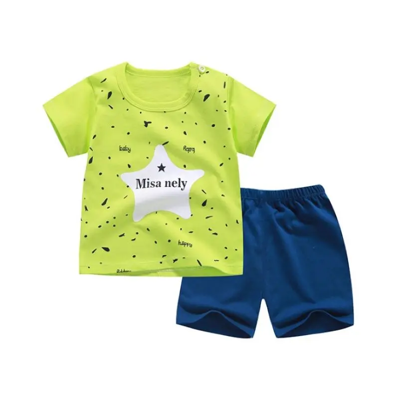 2020 Kids Clothes Toddler Boys Cartoon Outfits Baby Girls Summer Tees Suits Children Clothing T-shirt + Shorts for baby kids | Детская