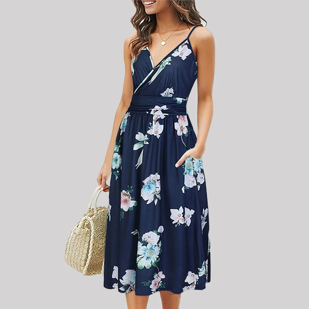 Women Spaghetti Strap Floral Print Dress Summer Stretch Casual Boho Sexy V Neck Long Dress Female Sleeveless Holiday Vestidos
Women Spaghetti Strap Floral Print Dress Summer Stretch Casual Boho Sexy V Neck Long Dress Female Sleeveless Holiday Vestidos