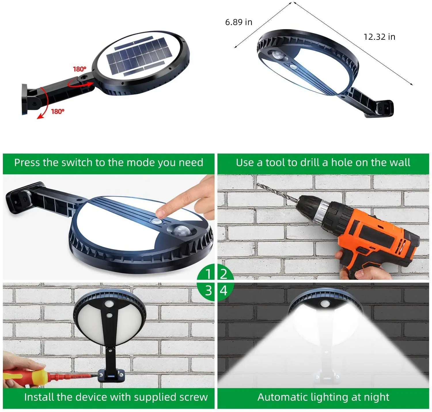 HQXING Solar Powered Outdoors Adjustable Security Motion Sensor Night Lights For Garden, Fence, Patio, Garage And Stairs Door
HQXING Solar Powered Outdoors Adjustable Security Motion Sensor Night Lights For Garden, Fence, Patio, Garage And Stairs Door