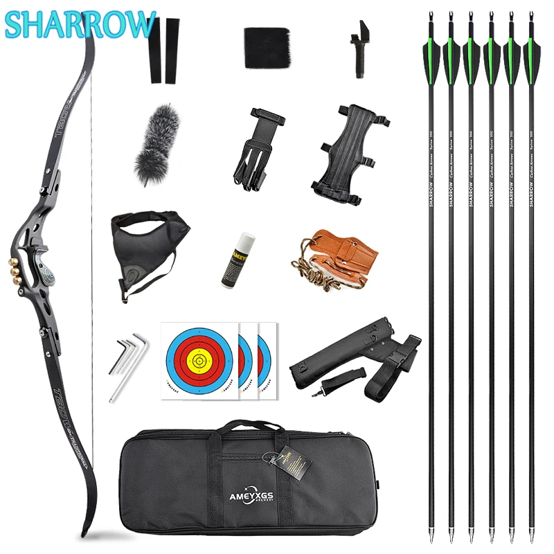 30-60LBS Recurve Bow Set 62" American Hunting Bow 19" Handle Takedown ILF Interface for Outdoor Archery Sport Shooting Practice
30-60LBS Recurve Bow Set 62" American Hunting Bow 19" Handle Takedown ILF Interface for Outdoor Archery Sport Shooting Practice