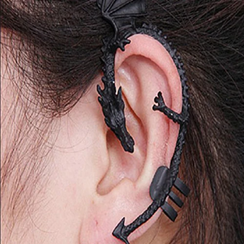 Женские ретро готические панк Выгравированные в форме дракона манжеты для ушей