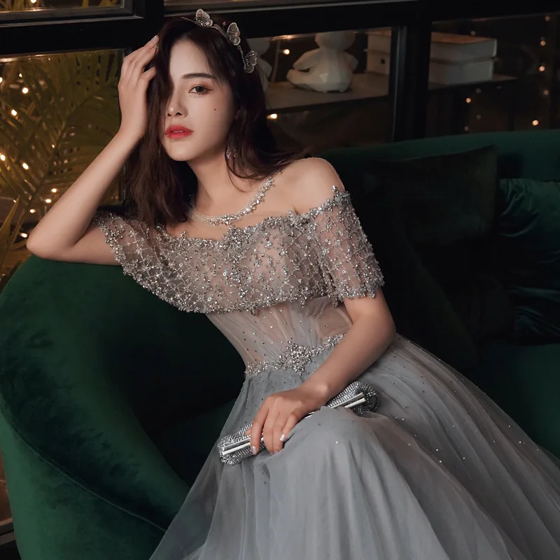 Handmade Formal Promevening dress skirt sequins luxury long model host fairy niche high-end banquet temperament classy texture
Handmade Formal Promevening dress skirt sequins luxury long model host fairy niche high-end banquet temperament classy texture