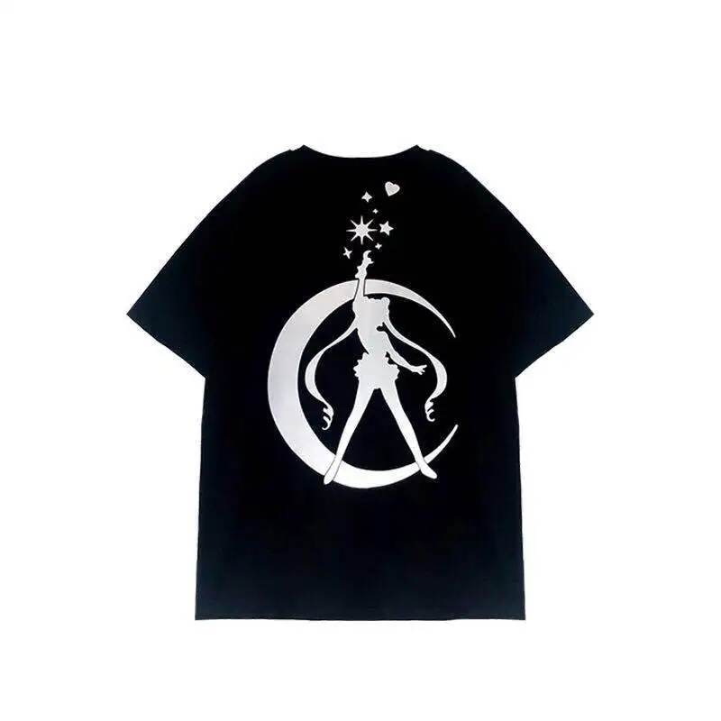 Sailor Moon Print Reflective Summer T-shirts Women Korean Casual O-Neck Short Sleeve Tee Shirts Loose Harajuku Plus Size Tops
Sailor Moon Print Reflective Summer T-shirts Women Korean Casual O-Neck Short Sleeve Tee Shirts Loose Harajuku Plus Size Tops