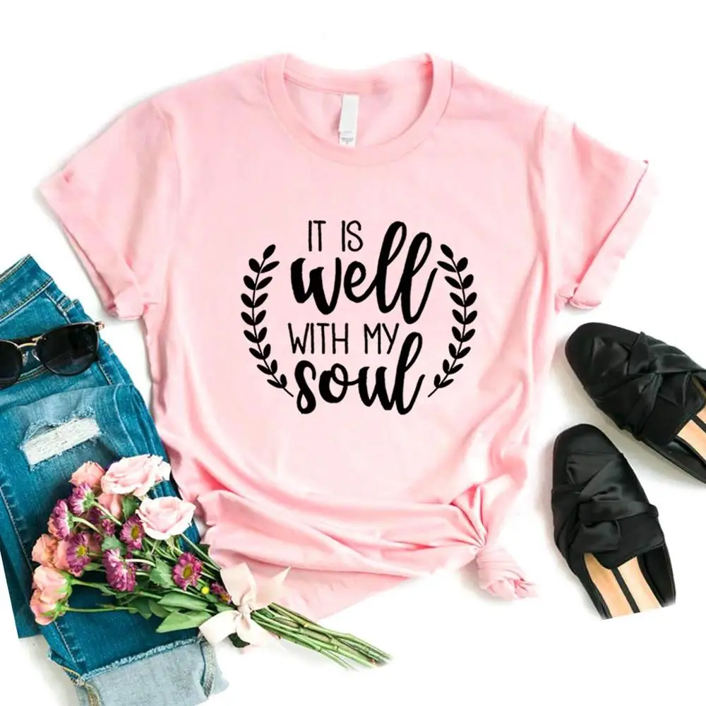 Women T Shirt It Is Well With My Soul Print Tshirt Women Short Sleeve O Neck Loose T-shirt Ladies Summer Causal Tee Shirt Tops
Women T Shirt It Is Well With My Soul Print Tshirt Women Short Sleeve O Neck Loose T-shirt Ladies Summer Causal Tee Shirt Tops