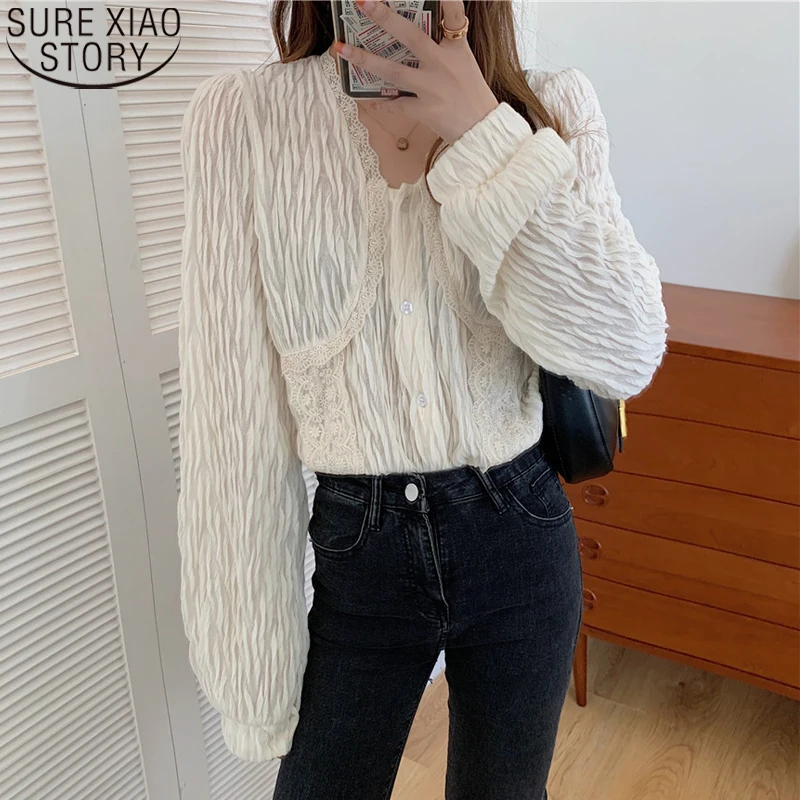 Fashion Pleated Tops Apricot Blouses Korean Chic Sweet Lace Blouse Women V-neck Elegant Button Up Long Sleeve Ladies Shirt 12641
Fashion Pleated Tops Apricot Blouses Korean Chic Sweet Lace Blouse Women V-neck Elegant Button Up Long Sleeve Ladies Shirt 12641