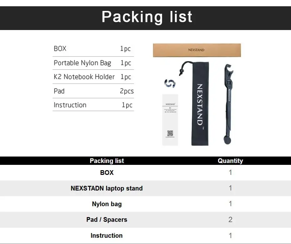 NEXSTAND K2 Складная портативная подставка для ноутбука Угол обзора/регулируемый по