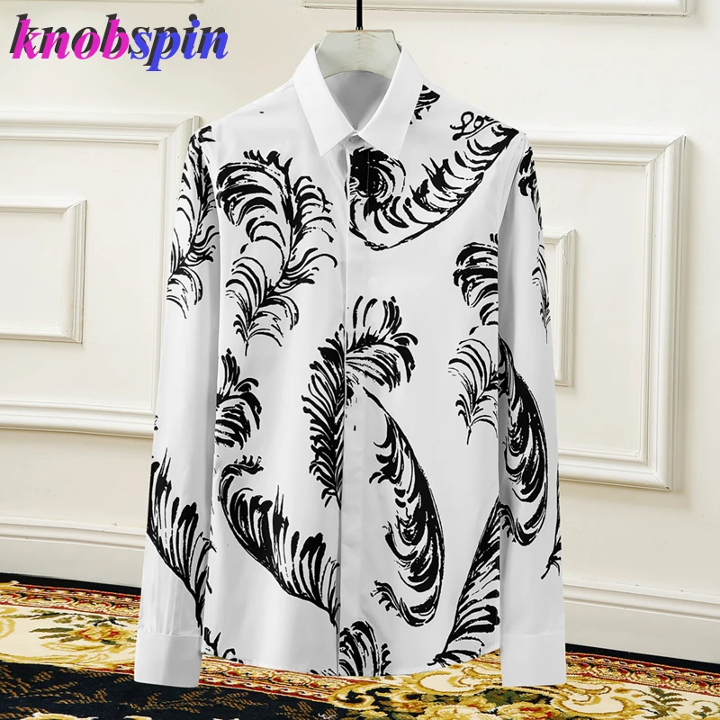 Plus size 3XL 4XL Brand Long sleeve Fall Shirt men Feather Print Slim Casual Chemise homme high quality Business male Shirts
Plus size 3XL 4XL Brand Long sleeve Fall Shirt men Feather Print Slim Casual Chemise homme high quality Business male Shirts