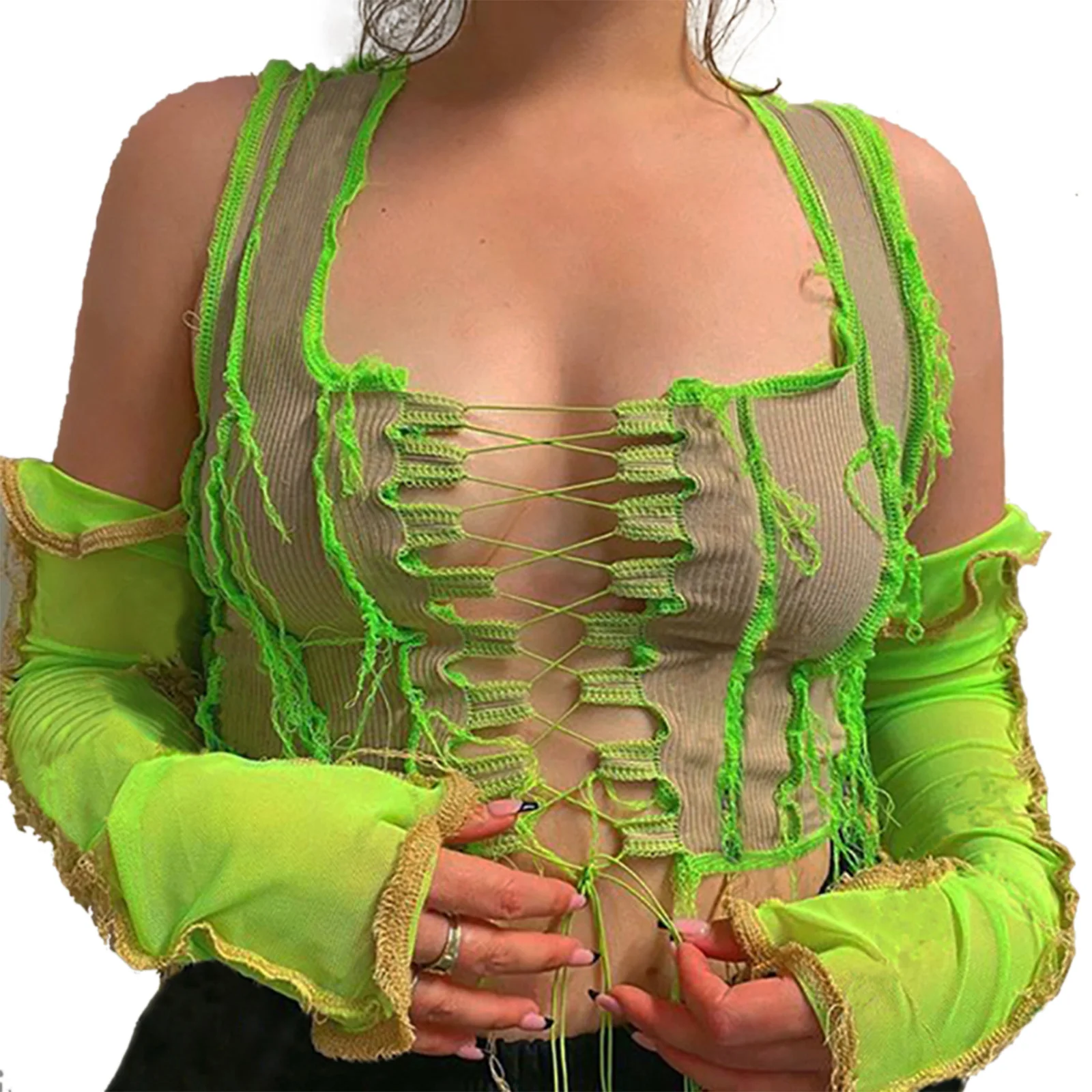 Hirigin 2020 Fashion Women Color Block Stitching Shirts Tops U Neck Off Shoulder Long Sleeve Tie Up Front Hollow Out Crop Blouse
Hirigin 2020 Fashion Women Color Block Stitching Shirts Tops U Neck Off Shoulder Long Sleeve Tie Up Front Hollow Out Crop Blouse