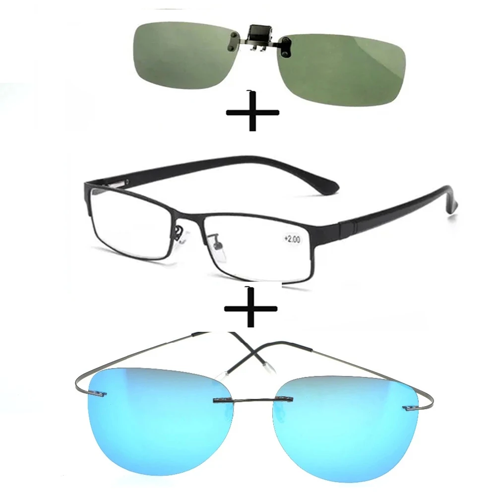3Pcs!!!rectangular Metal Black Business Reading Glasses for Men Women + Alloy Polarized Sunglasses Thin Leg + Sunglasses Clip
3Pcs!!!rectangular Metal Black Business Reading Glasses for Men Women + Alloy Polarized Sunglasses Thin Leg + Sunglasses Clip