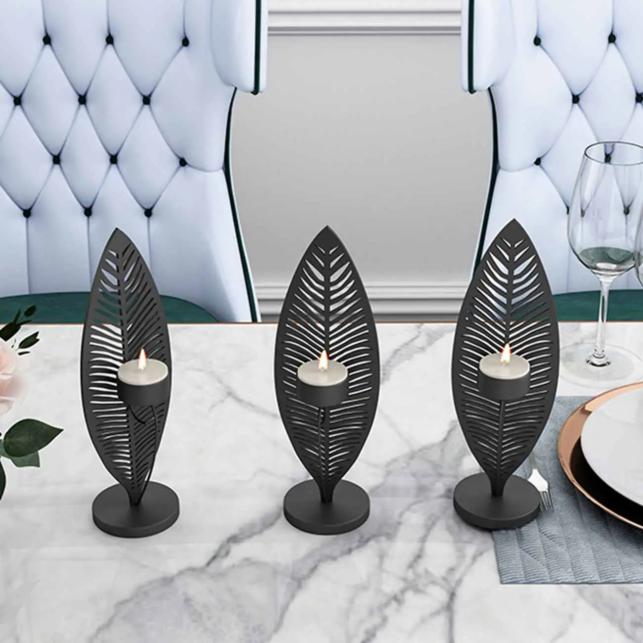 Metal candlestick, hollowed-out leaf shaped iron candlestick, candle holder, Valentine's Day wedding party decoration
Metal candlestick, hollowed-out leaf shaped iron candlestick, candle holder, Valentine's Day wedding party decoration