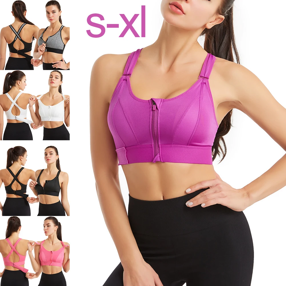 Women Sports Bra Crop Top Zip Front Push Up Underwear Crisscross Back Detachable Pads Athletic Vest Workout Running Fitness Bra
Women Sports Bra Crop Top Zip Front Push Up Underwear Crisscross Back Detachable Pads Athletic Vest Workout Running Fitness Bra