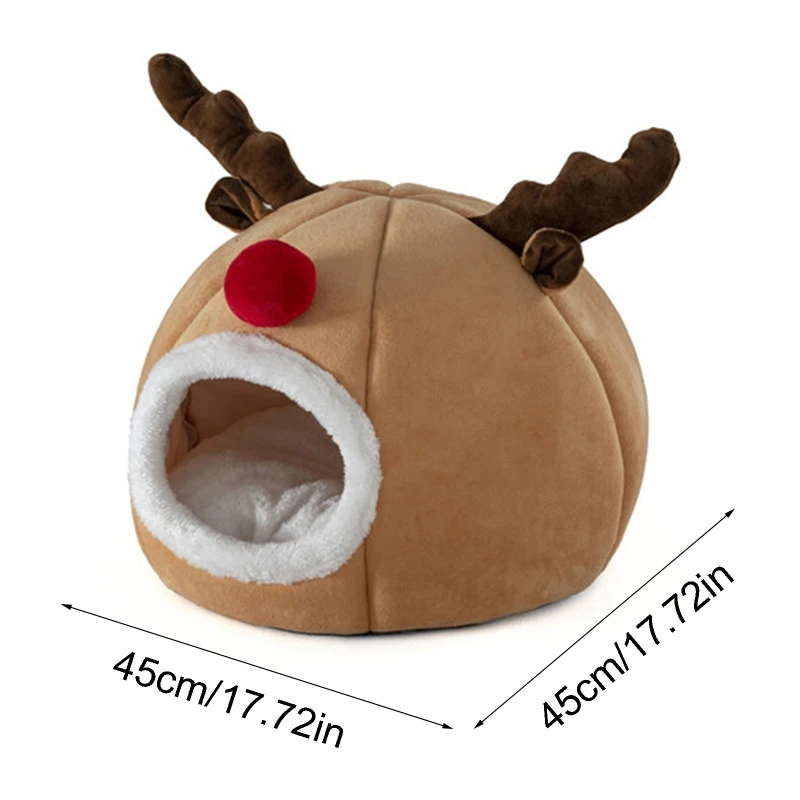 Christmas Elk Antlers Three-dimensional Tent Cat Litter Plush Pet Sleeping Bed Warm Winter Cat Nest Mat Washable Kennel
Christmas Elk Antlers Three-dimensional Tent Cat Litter Plush Pet Sleeping Bed Warm Winter Cat Nest Mat Washable Kennel
