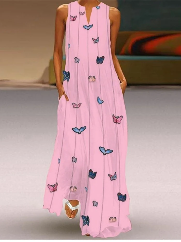 2021 Summer New Fashion Bohemian Printed Long Skirt Ladies' Daily Casual Sleeveless Striped Butterfly Printed Loose Beach Dress
2021 Summer New Fashion Bohemian Printed Long Skirt Ladies' Daily Casual Sleeveless Striped Butterfly Printed Loose Beach Dress
