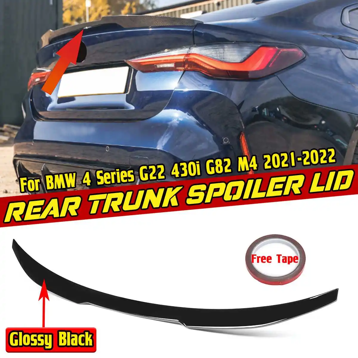 M4 Style Car Rear Spoiler Wing Trunk Lip Rear Trunk Spoiler Lid For BMW 4 Series G22 430i G82 M4 2021-2022 Rear Wing Spoiler 
M4 Style Car Rear Spoiler Wing Trunk Lip Rear Trunk Spoiler Lid For BMW 4 Series G22 430i G82 M4 2021-2022 Rear Wing Spoiler