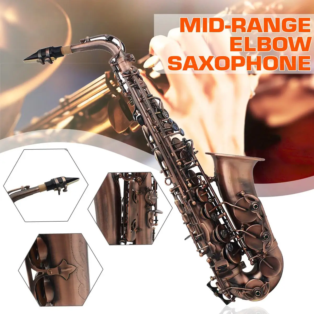SLADE Professional Eb E-flat Alto Saxophone Red Bronze Bend Abalone Shell Key Carve Pattern Woodwind Instrument Set with Case
SLADE Professional Eb E-flat Alto Saxophone Red Bronze Bend Abalone Shell Key Carve Pattern Woodwind Instrument Set with Case