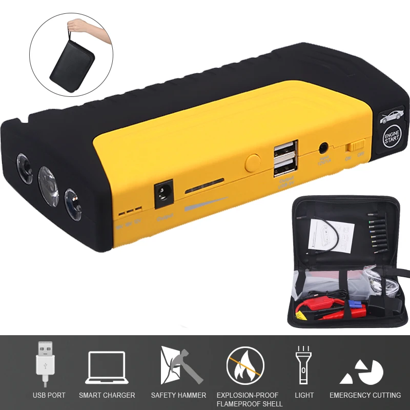 Portable 68800mAH 12V Emergency Car Booster Jump Starter Battery Power Bank With USB Charger Led Light Car Booster 600A Peak
Portable 68800mAH 12V Emergency Car Booster Jump Starter Battery Power Bank With USB Charger Led Light Car Booster 600A Peak
