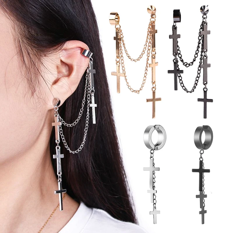 1PCS Cross Tassel Chains Ear Cuff Earrings for Women Girls Gothic Punk Style Cross Pendant Clip Earring Trendy Jewelry
1PCS Cross Tassel Chains Ear Cuff Earrings for Women Girls Gothic Punk Style Cross Pendant Clip Earring Trendy Jewelry