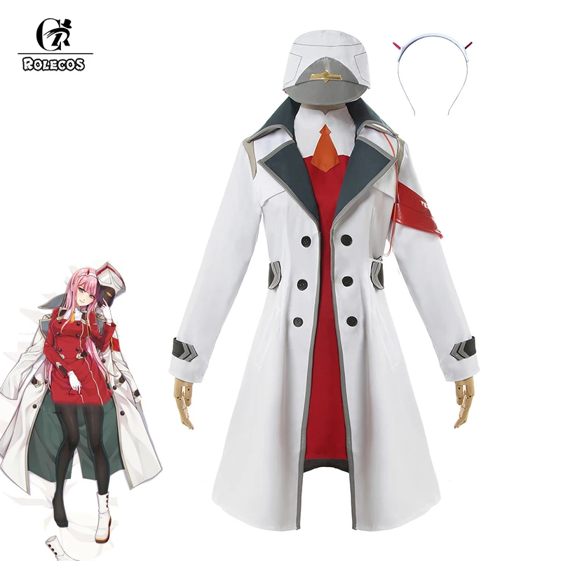 ROLECOS Game DARLING Zero Two костюм для костюмированной вечеринки платье шляпа повязка на