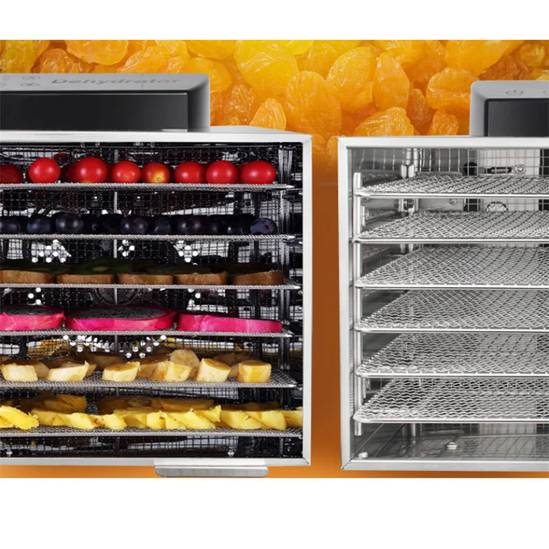 Food Dryer 6-storey Stainless Steel Dried Fruit Machine Fruit And Vegetable Dehydrator Low Noise Touch Panel Temperature Control