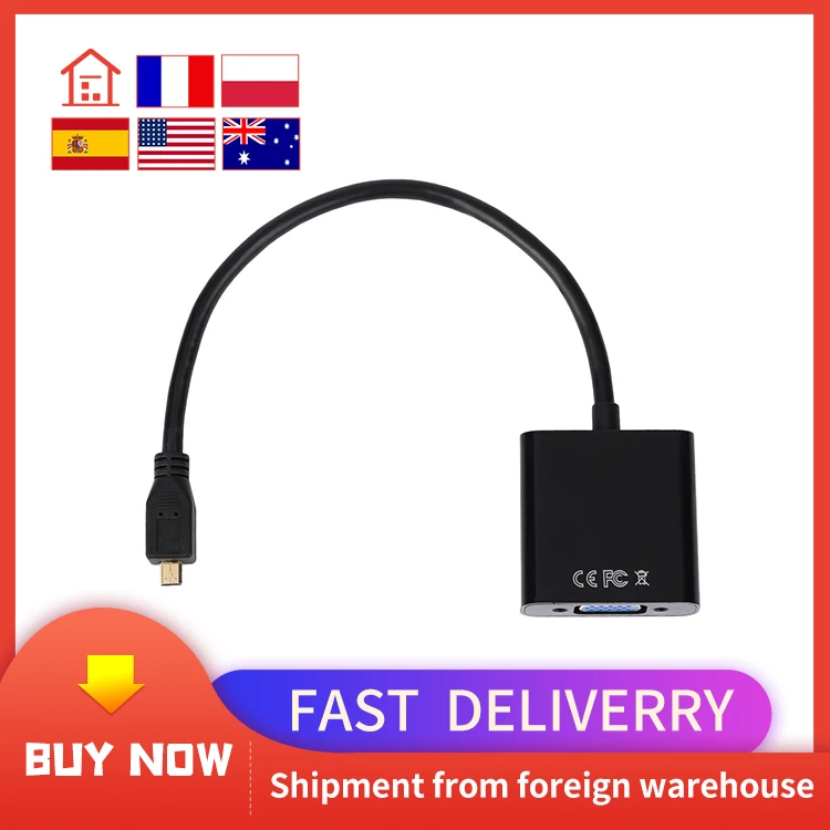 

1080P Micro HDMI-compatible To VGA Female Video Cable Converter Adapter For Laptop Computer Black Digital Adapters Dropshipping