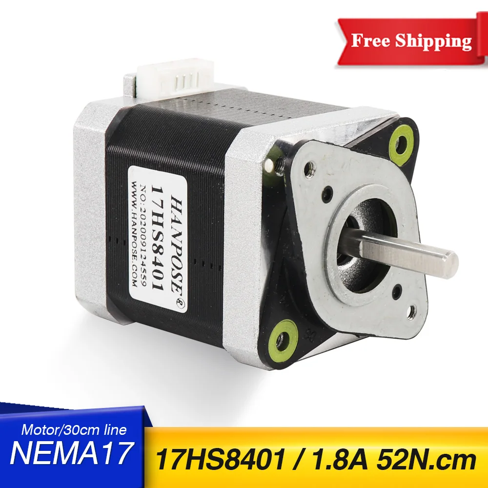 

Free Shipping 4-lead 48mm 52N.cm 1.8A 42 motor 17HS8401 with Shock absorber for 3D printer accessories Stepper Motor Nema17