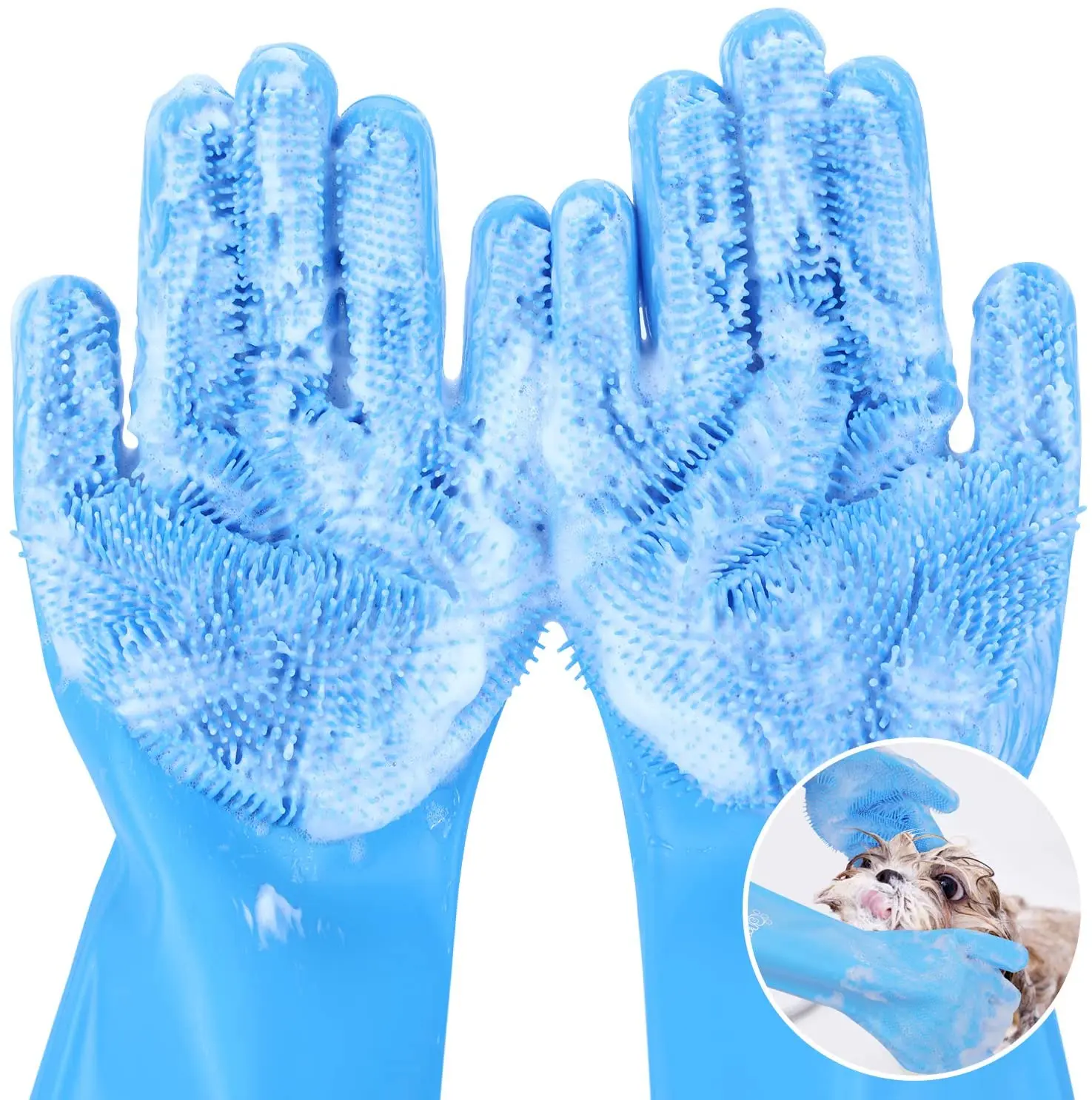 

Силиконовые многоразовые термостойкие перчатки для чистки подходят для всех работ по уборке дома, купания и массажа домашних животных