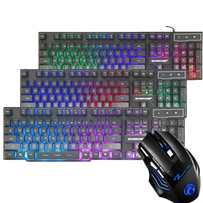 USB мышь компьютерная Проводная с RGB подсветкой и русской раскладкой|Комплекты