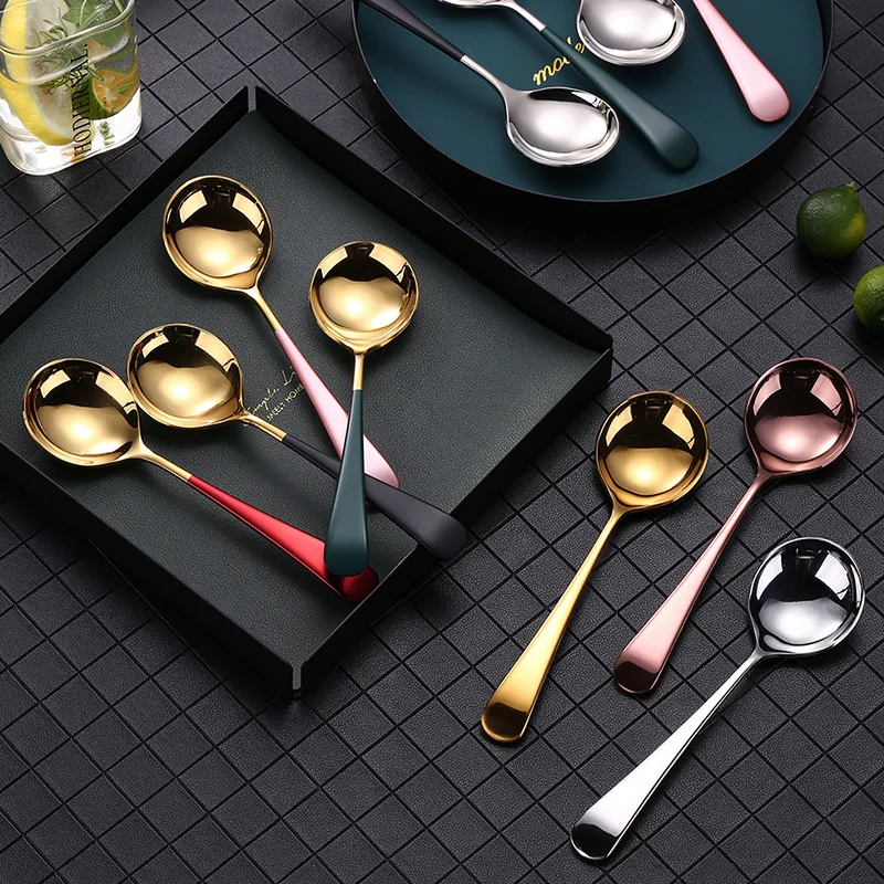 15.9cm*4.5cm Round Head Coffee Spoons Stainless Steel Mixing Tea Dessert Cake Scoop Multicolor Kitchen Tableware Accessories
15.9cm*4.5cm Round Head Coffee Spoons Stainless Steel Mixing Tea Dessert Cake Scoop Multicolor Kitchen Tableware Accessories