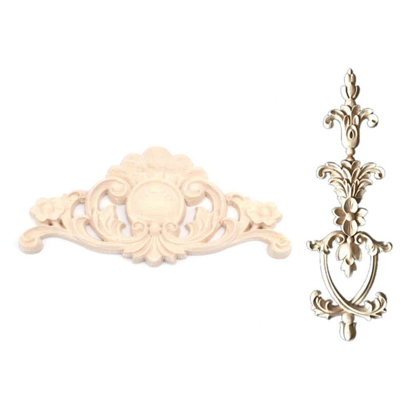 2 Pcs Rubber Wood Carved Applique Vintage Furniture Craft Decor, 18 X 8Cm & 25 X 5Cm 
2 Pcs Rubber Wood Carved Applique Vintage Furniture Craft Decor, 18 X 8Cm & 25 X 5Cm