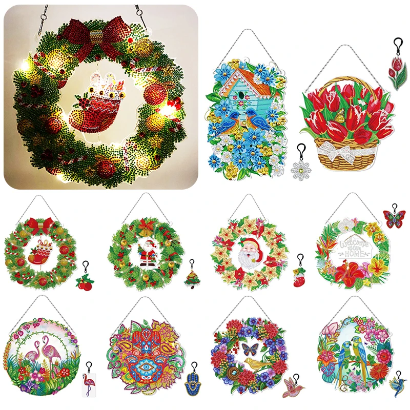 DIY Christmas Flower Wreath Resin 5D Diamond Painting Kit Door Window Hanging Pendant Rhinestone Drawing Home Art Craft Decor
DIY Christmas Flower Wreath Resin 5D Diamond Painting Kit Door Window Hanging Pendant Rhinestone Drawing Home Art Craft Decor