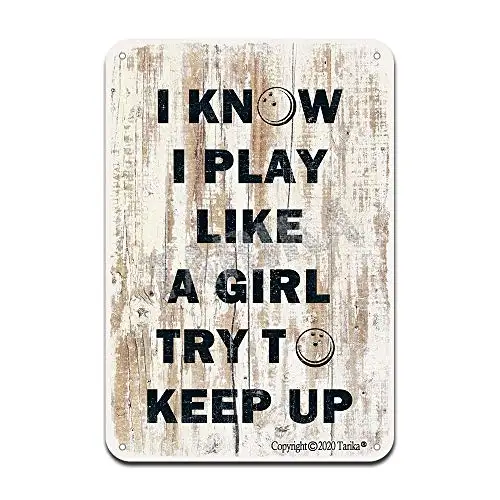 I Know I Play Like A Girl Try to Keep Up Iron Poster Painting Tin Sign Vintage Wall Decor for Cafe Bar Pub Home Beer Decoration
I Know I Play Like A Girl Try to Keep Up Iron Poster Painting Tin Sign Vintage Wall Decor for Cafe Bar Pub Home Beer Decoration