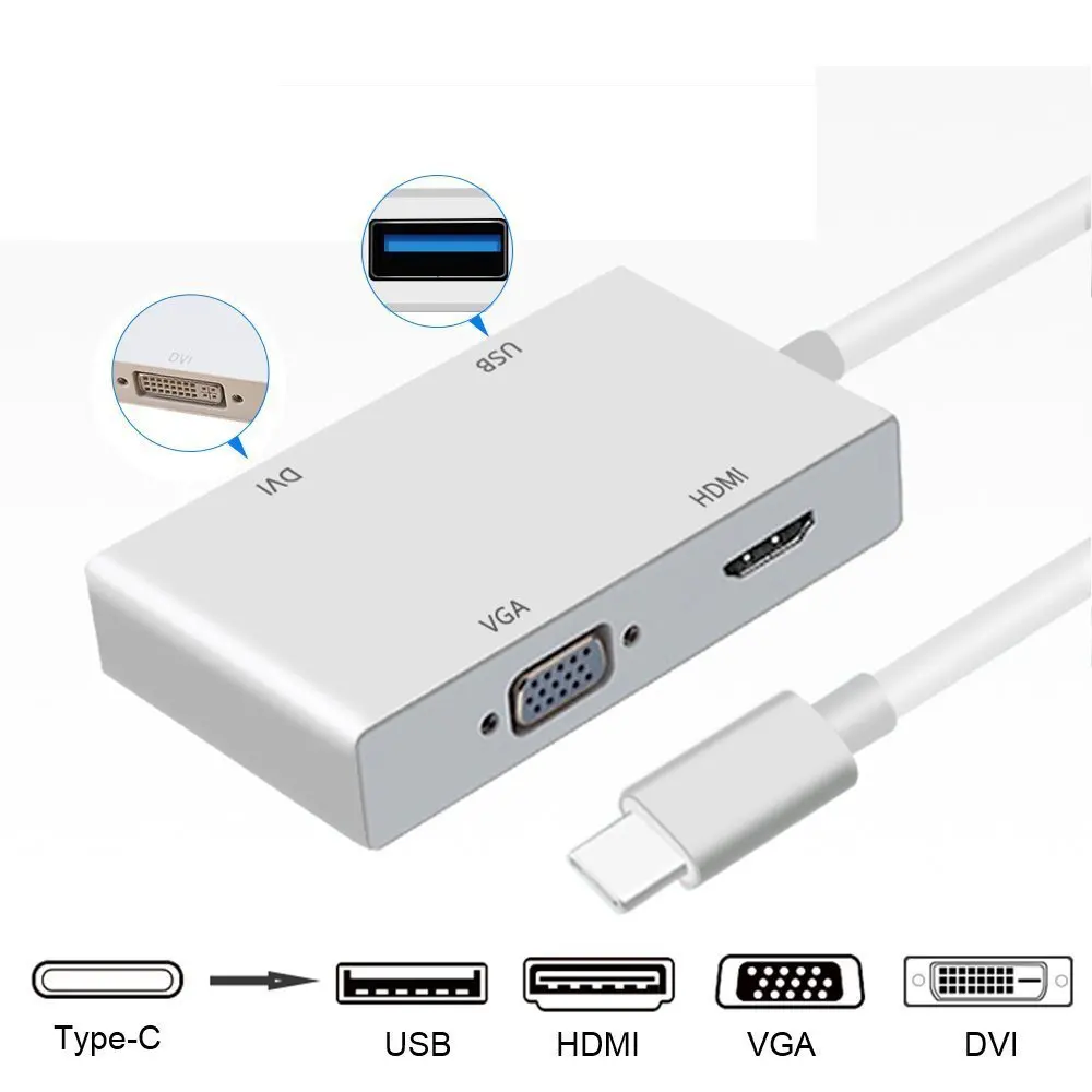USB-концентратор Тип C на VGA DVI USB 3 0 4k HDMI-совместимый адаптер кабель для ноутбука Apple