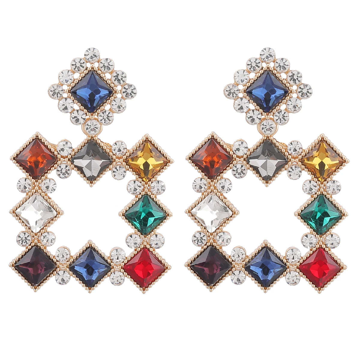 New Fashion Ladies Square Dangle Earrings Multicolor Rhinestone Fashion Jewelry Banquet Dress Accessories
New Fashion Ladies Square Dangle Earrings Multicolor Rhinestone Fashion Jewelry Banquet Dress Accessories
