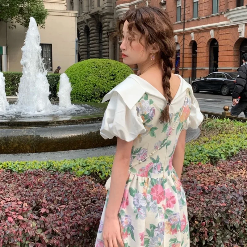 Korejepo Women Dress 2021 Summer New French Retro Sweet Floral Vest Tuen-down Collar Puff Sleeve Female Gentle Style Long Dress
Korejepo Women Dress 2021 Summer New French Retro Sweet Floral Vest Tuen-down Collar Puff Sleeve Female Gentle Style Long Dress