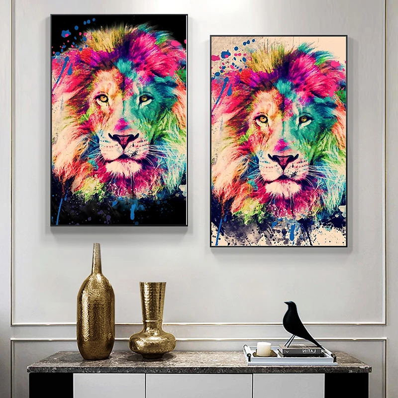 Colorful Lion Canvas Painting on the Wall Nordic Art Posters and Prints Wall Animal Pictures for Living Room Cuadros Home Decor
Colorful Lion Canvas Painting on the Wall Nordic Art Posters and Prints Wall Animal Pictures for Living Room Cuadros Home Decor