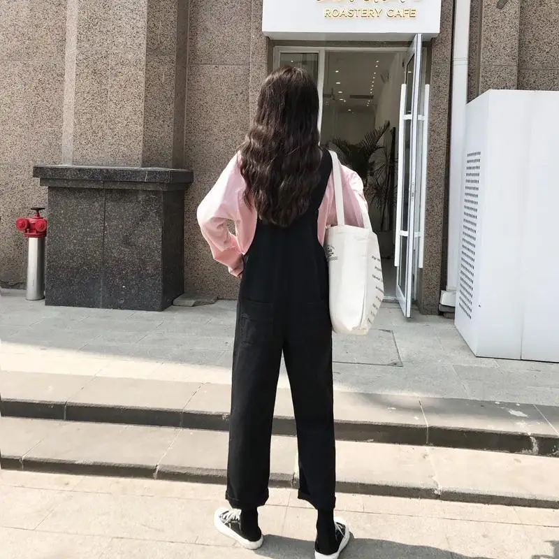 Jumpsuits Women Pockets Designer BF Spaghetti Strap Trousers Female Ins Student Straight Harajuku Loose Bottoms All-match Casual 
Jumpsuits Women Pockets Designer BF Spaghetti Strap Trousers Female Ins Student Straight Harajuku Loose Bottoms All-match Casual